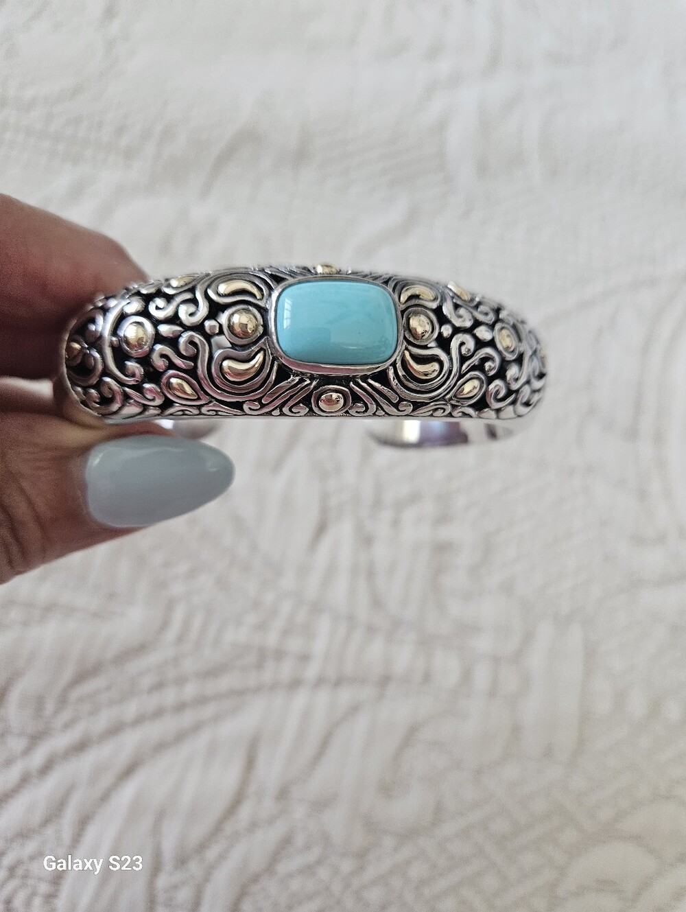 Samuel Benham BJC Sterling Silver And 18k Cuff Bracelet